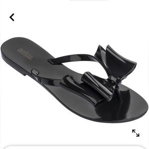 Melissa Black Harmonic Large Bow Thong Jelly Flat Sandals
